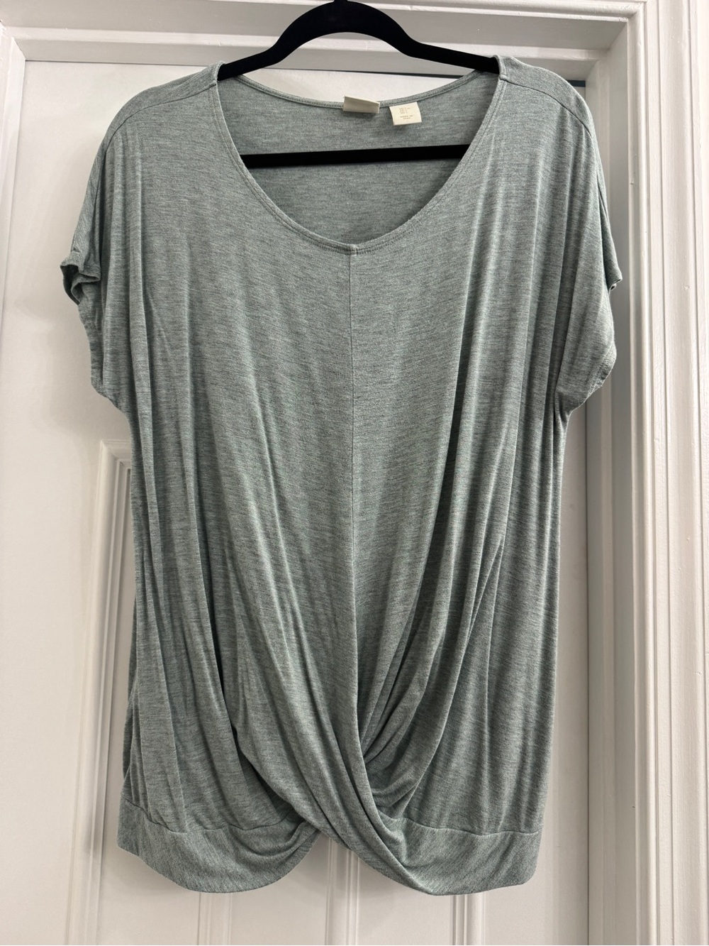St. Tropez Twist-Hem Short Sleeve Top - Sage